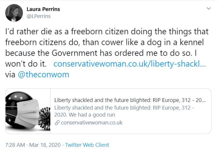 Tweet by Laura Perrins