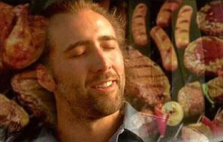 Nicholas Cage dreaming of meat products